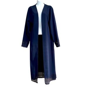 Navy Blue Longline Open Front Cardigan Duster Coverup Size 46 Large